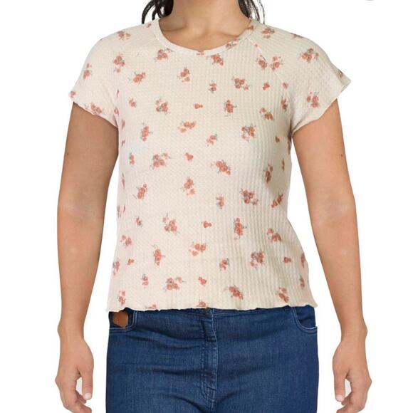 Coco + Jaimeson ribbed soft antique rose top thermal waffle knit MEDIUM NWT - Picture 1 of 5
